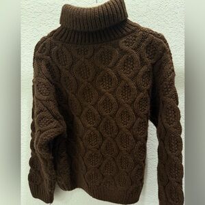 Turtleneck Brown Knit Sweater for Kids